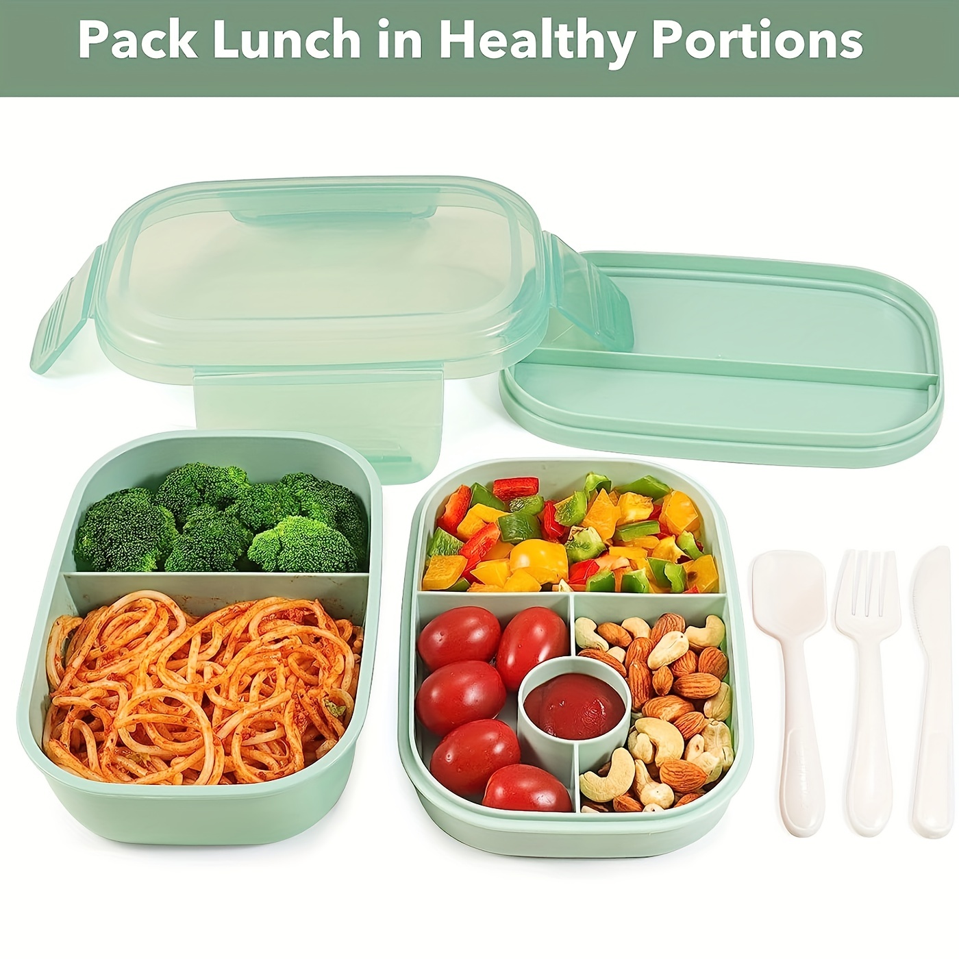 1pc Stackable Bento Box Adult Lunch Box - 3 Layers All-in-One Lunch  Containers with Multiple Compartments for Adults & Kids, 55 oz Large  Capacity, Built-in Utensil Set