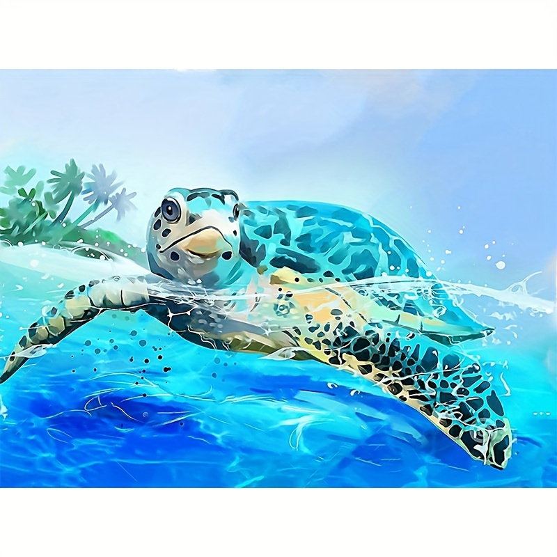 

1pc 30x40cm/11.8x15.7in 5d Diy Artificial Diamond Painting Turtle Diamond Painting Living Room Bedroom Decoration