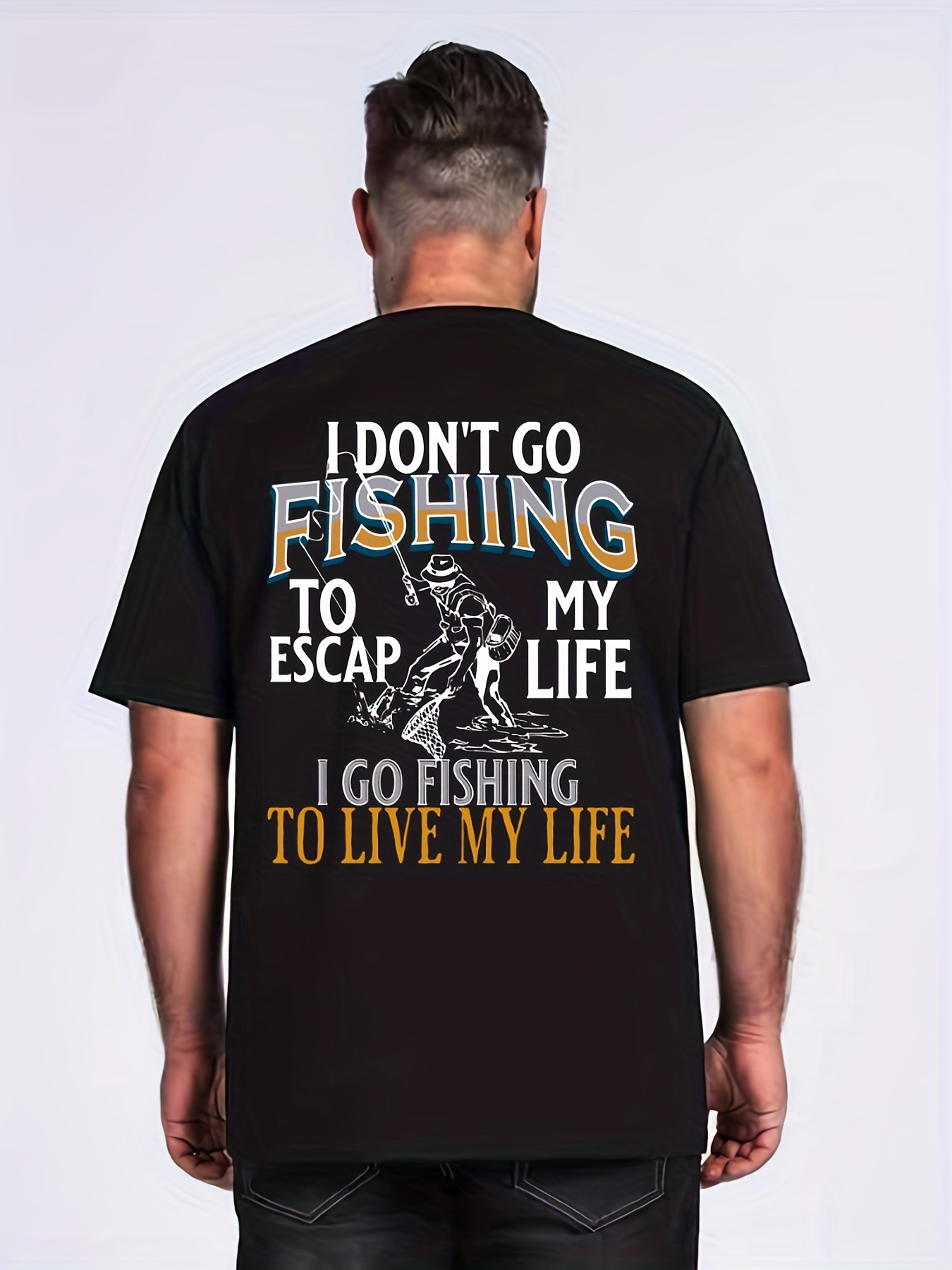Men Letter ' Don't Go Fishing' Print Graphic Fashion T shirt - Temu