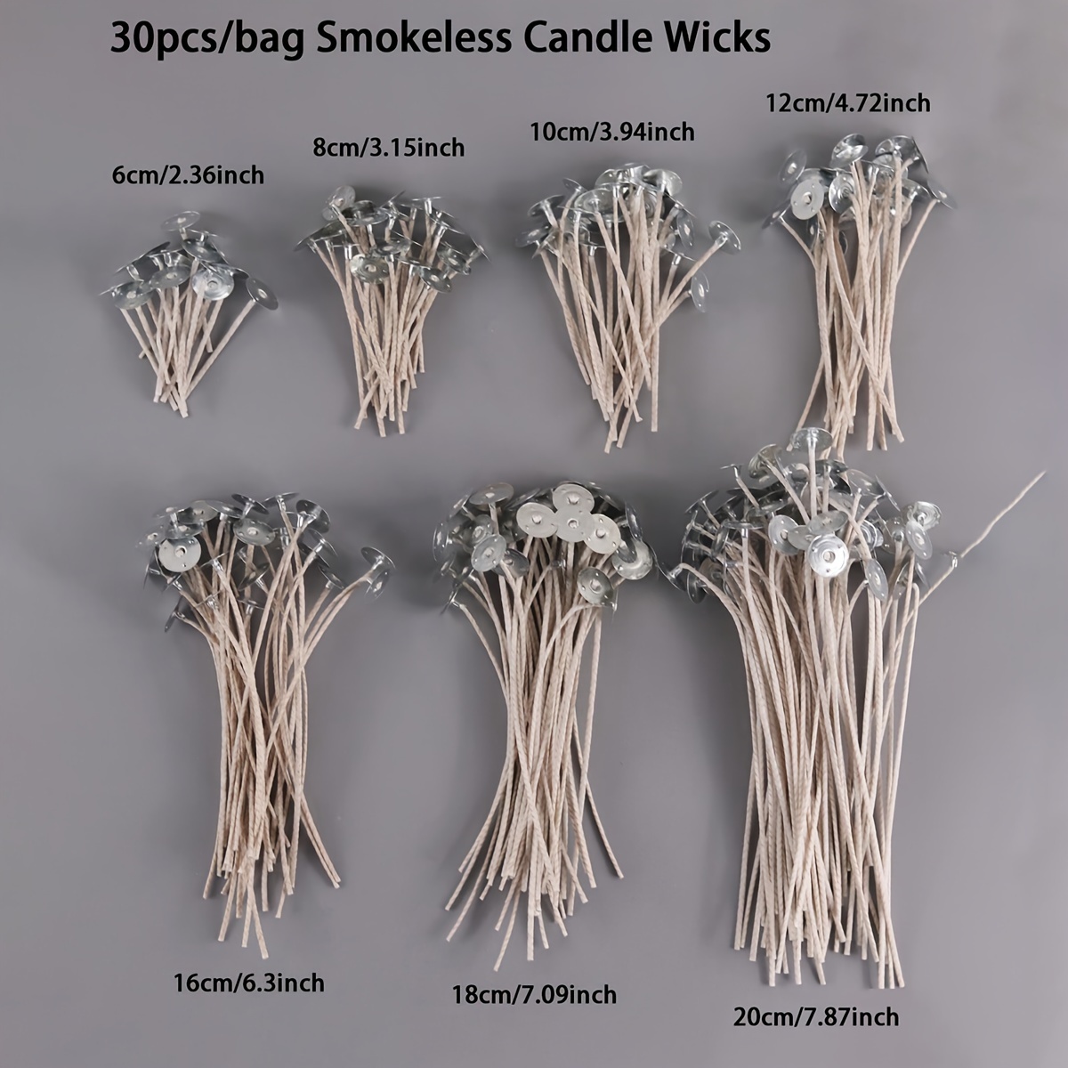 8cm (3.15inch ) Candle Wicks Smokeless Wax Pure Cotton Core - Temu