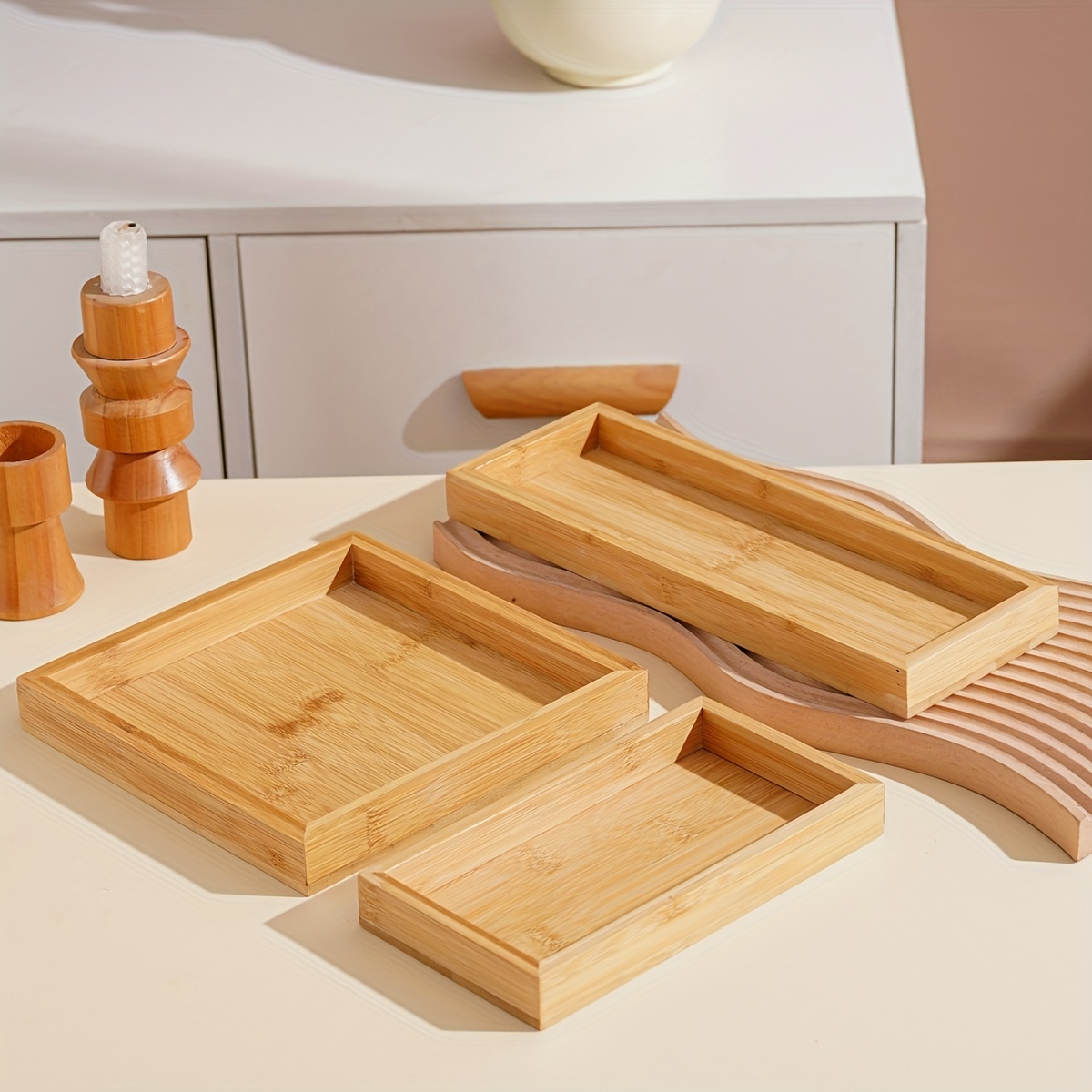 

1pc Bamboo Wood Serving Tray - Perfect For Weddings, Birthdays, Graduations, And Festivals - Ideal For Snack And Fruit Storage - Table Decoration And Party Supplies - Kitchen Supplies