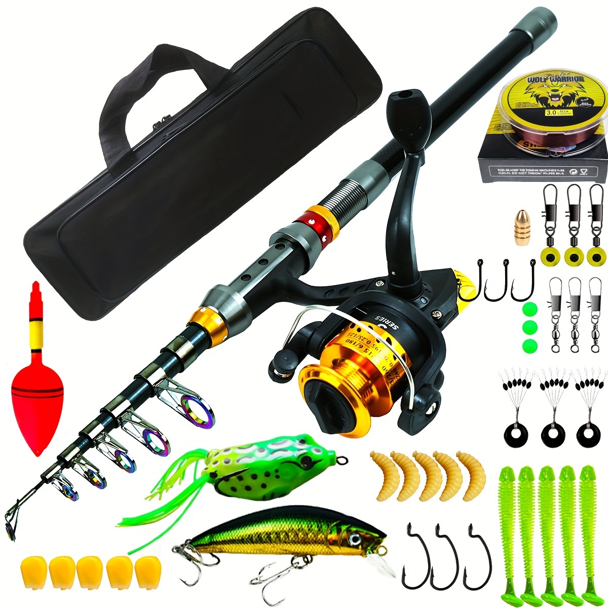 1set Beginner's Fishing Rod Set (1.2m/1.5m) With Extendable Handle