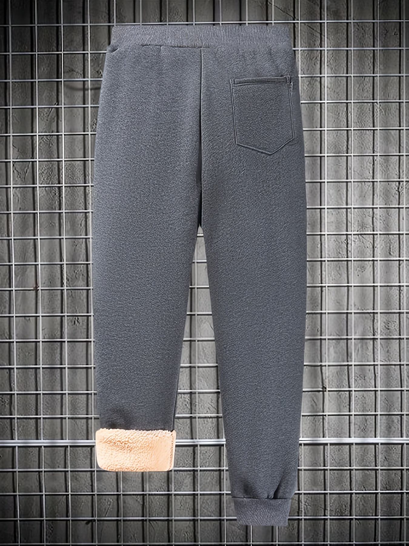 Sherpa Lined Sweatpants for Men Winter Warm Drawstring Fleece