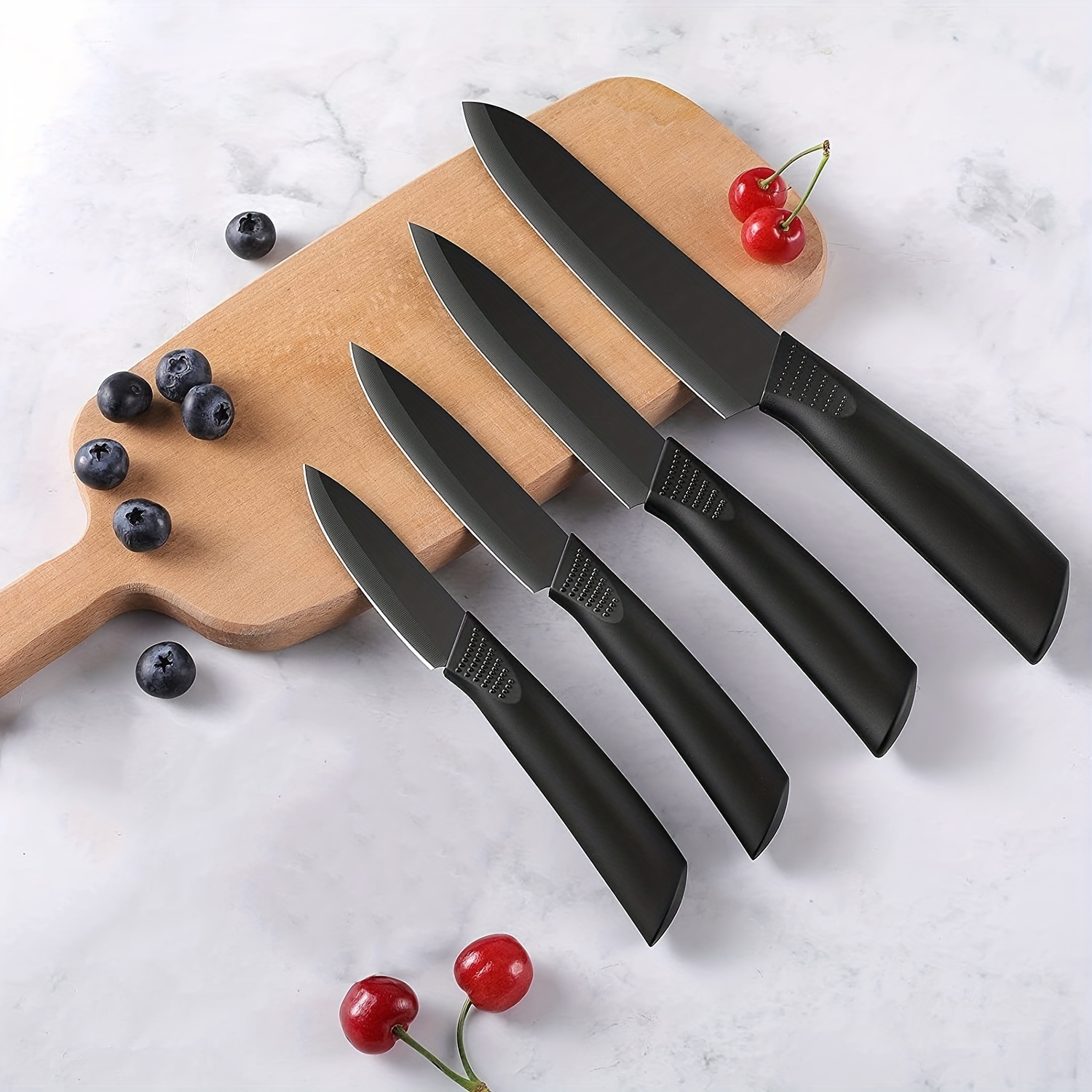 5pcs kitchen fruit paring knife black