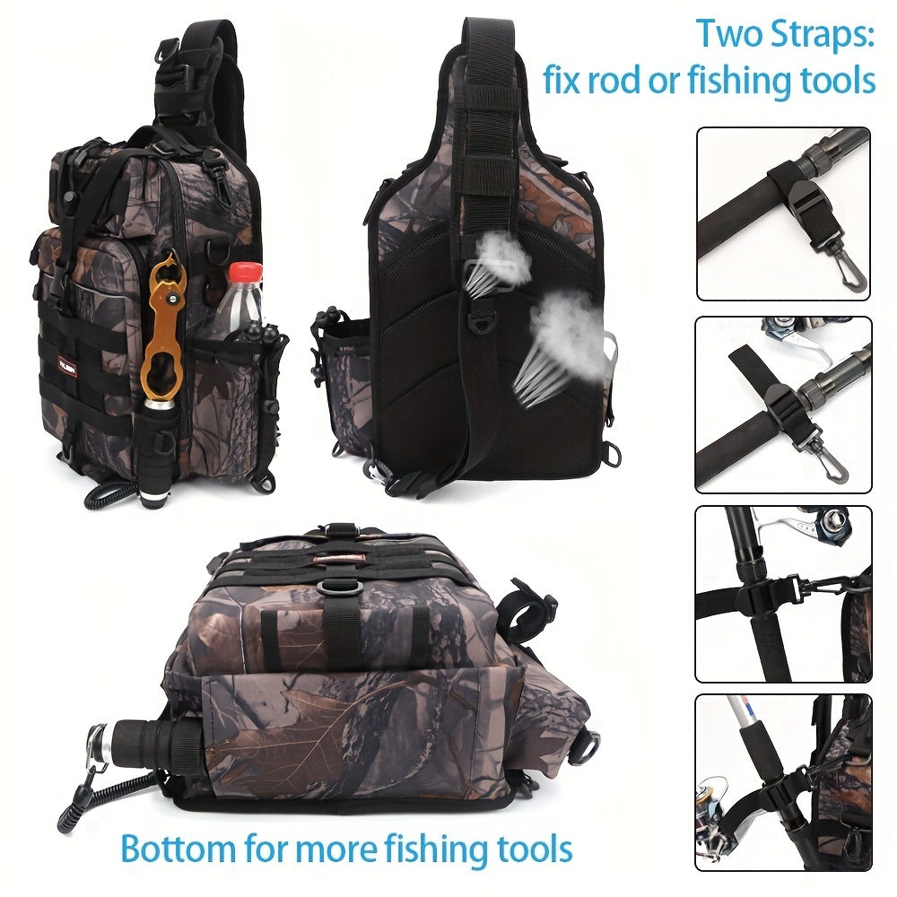 YVLEEN Fishing Tackle Backpack Storage Bag，Water-Resistant Fishing Backpack  with Rod Holder，Fishing Gear Bag Gift for Men