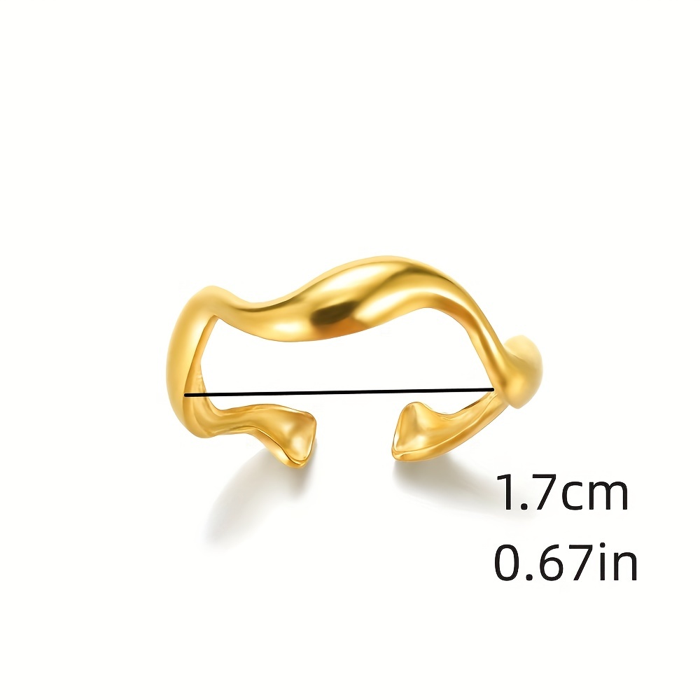 Men's Stainless Steel Wavy Ring Adjustable Opening Ring
