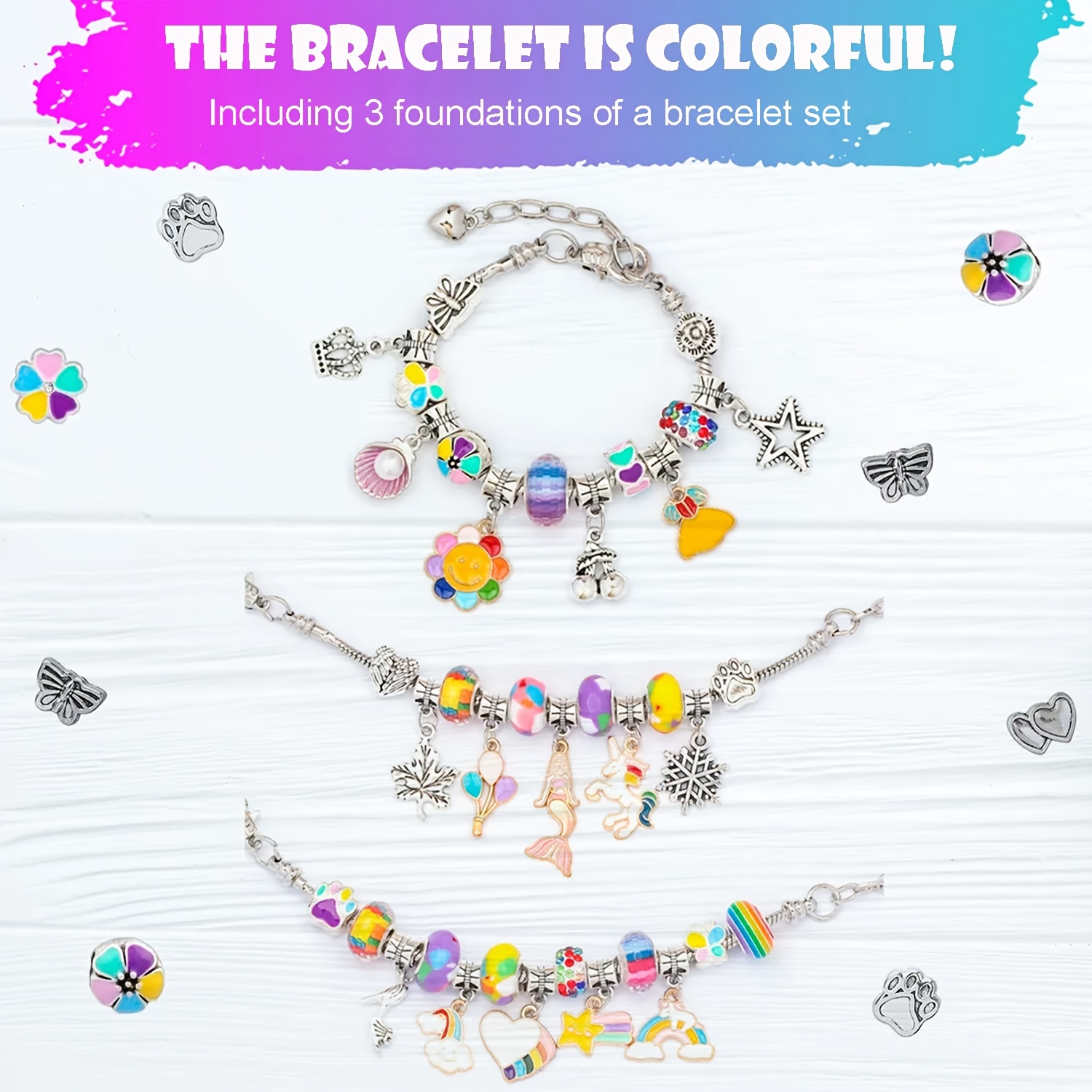 Charm Bracelet Making Kit for Girls, DIY Jewelery Making, Unicorn / Mermaid  / Swan / Dreamy / European Craft Gifts for Teen Girls Age 8-12 