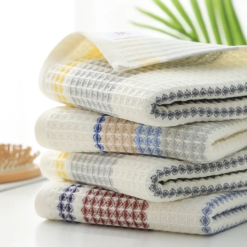 Quick-drying Cotton Waffle Weave Hand Towels - Absorbent And Plush - Temu