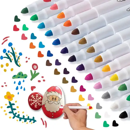 Marqueurs de peinture acrylique, pointe réversible, 12 couleurs