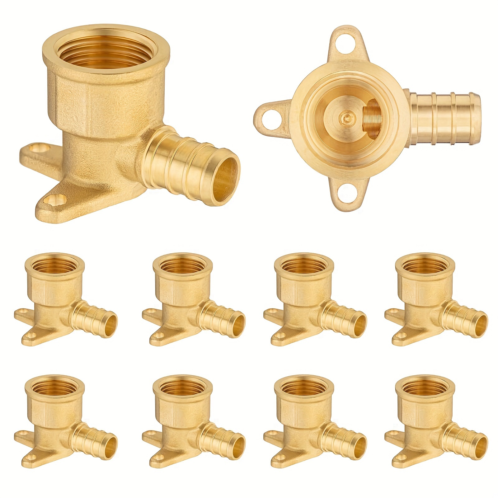 2 PCS 3/8 Compression Tee Fittings Water Line Splitter Angle Stop Add-A-Tee  Valve Lead-Free Brass 3 Way Valve 3/8-Inch Compression Inlet X 3/8-Inch