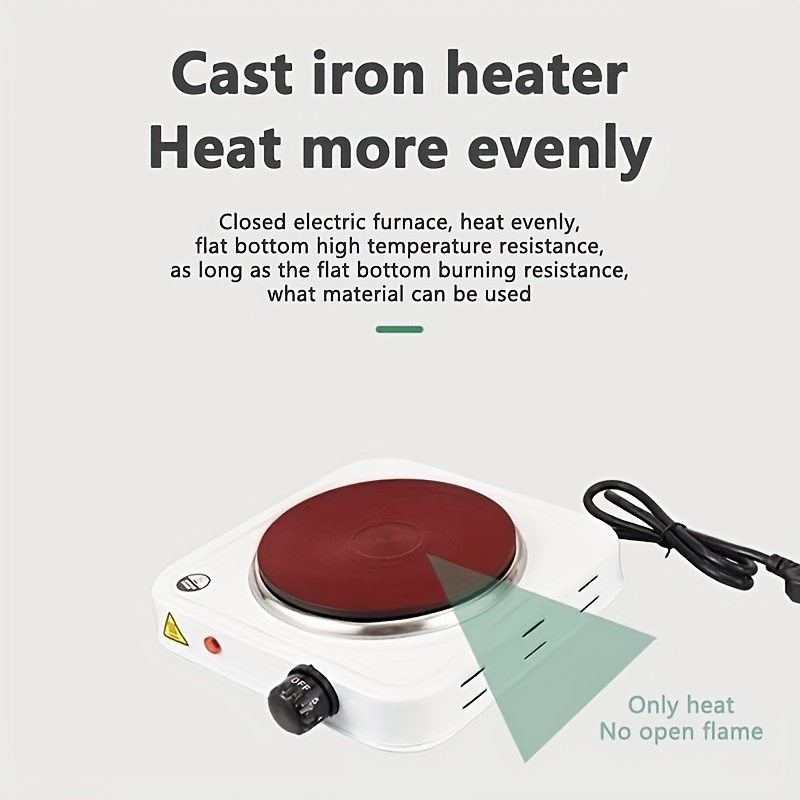 Electric Mini Stove Single Electric Flat Cast Iron Heating Plate Burner  500W Mini Stove Hot Plate Multifunctional Home Heater (US)
