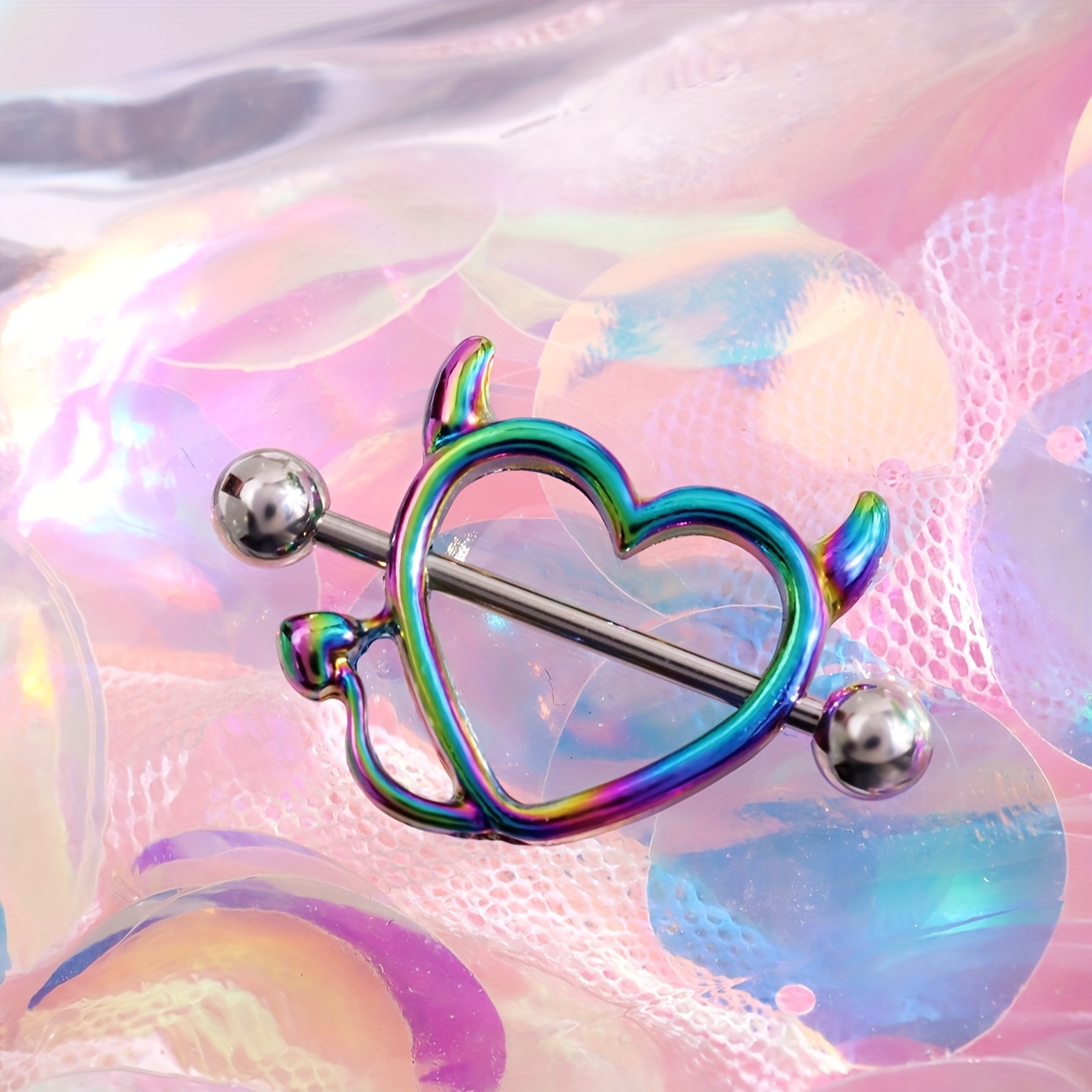 Love Heart Shaped Nipple Ring Inlaid Shiny Rhinestone Nipple