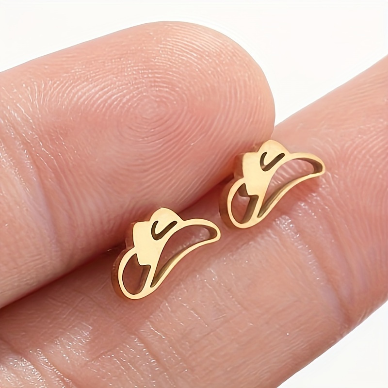 TEMU 1 Paire de Boucles d'Oreilles Chapeau de Cowboy Rétro Western pour Hommes, Petits Clous de Cowboy , Décoration de Fête Thème Ranch du Texas,