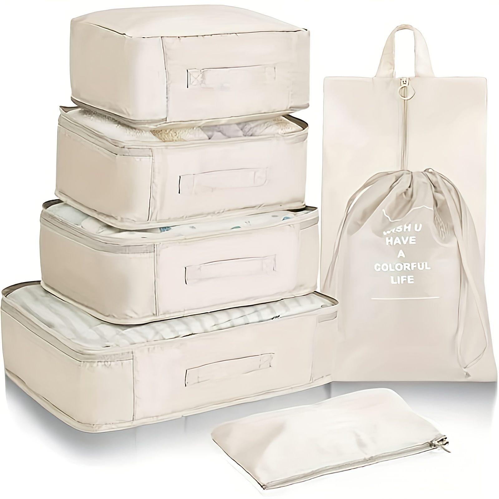 8pcs Set Travel Storage Bags Suitcase Packing Set Storage Cases Portable  Luggage Organizer Clothe Shoe Pouch Luggage Organizers
