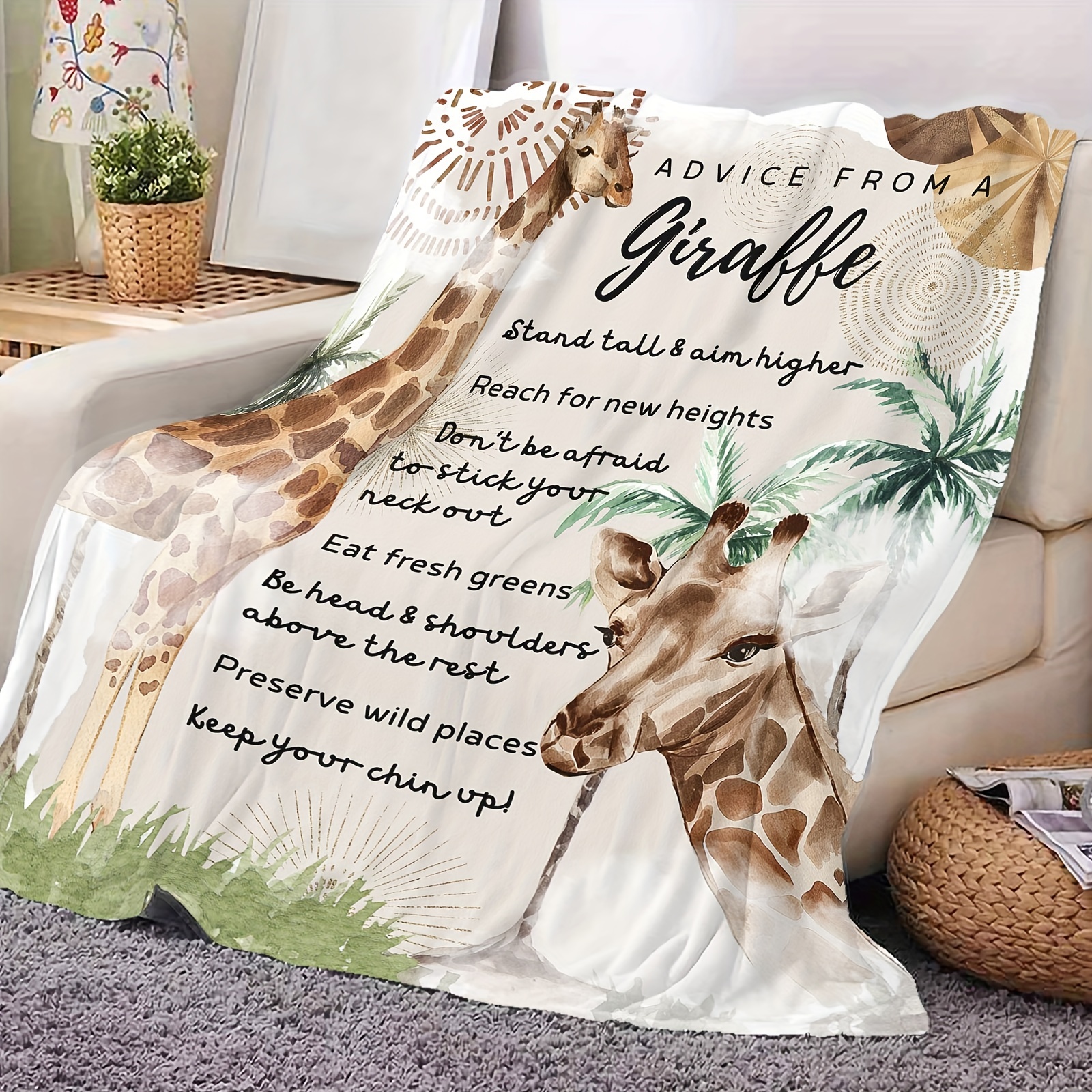 1 Couverture En Flanelle Jolie Couverture Imprimée Girafe - Temu
