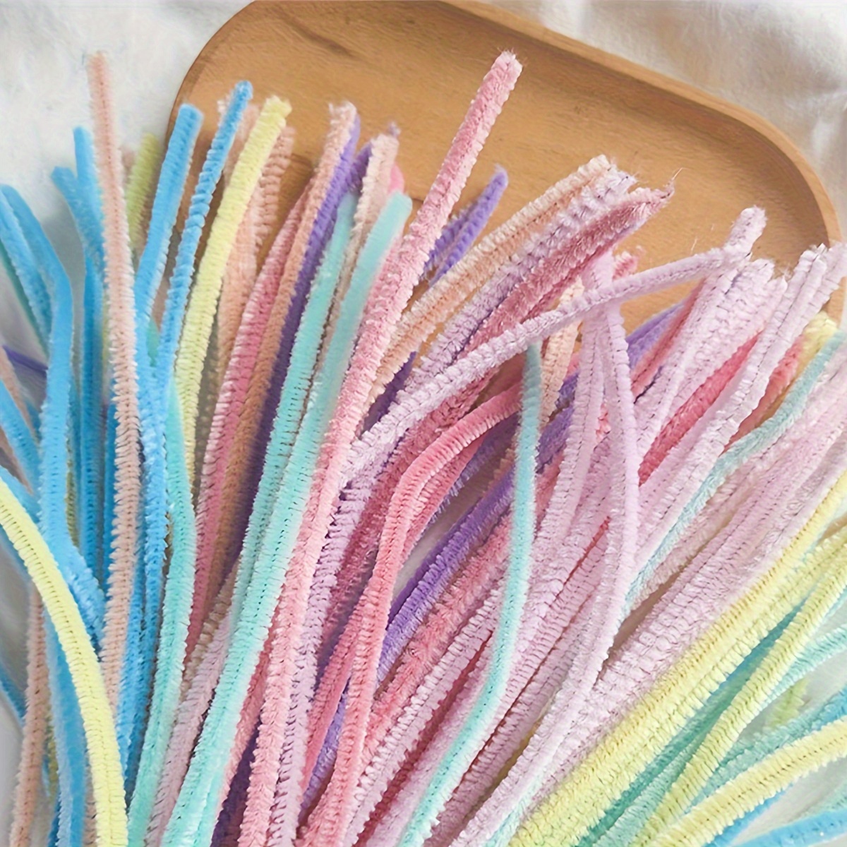 

100pcs Fabric Velvet Mixed Color Twist Sticks, Chenille Stems Colorful Strips, Creative Handmade Diy Craft Accessories