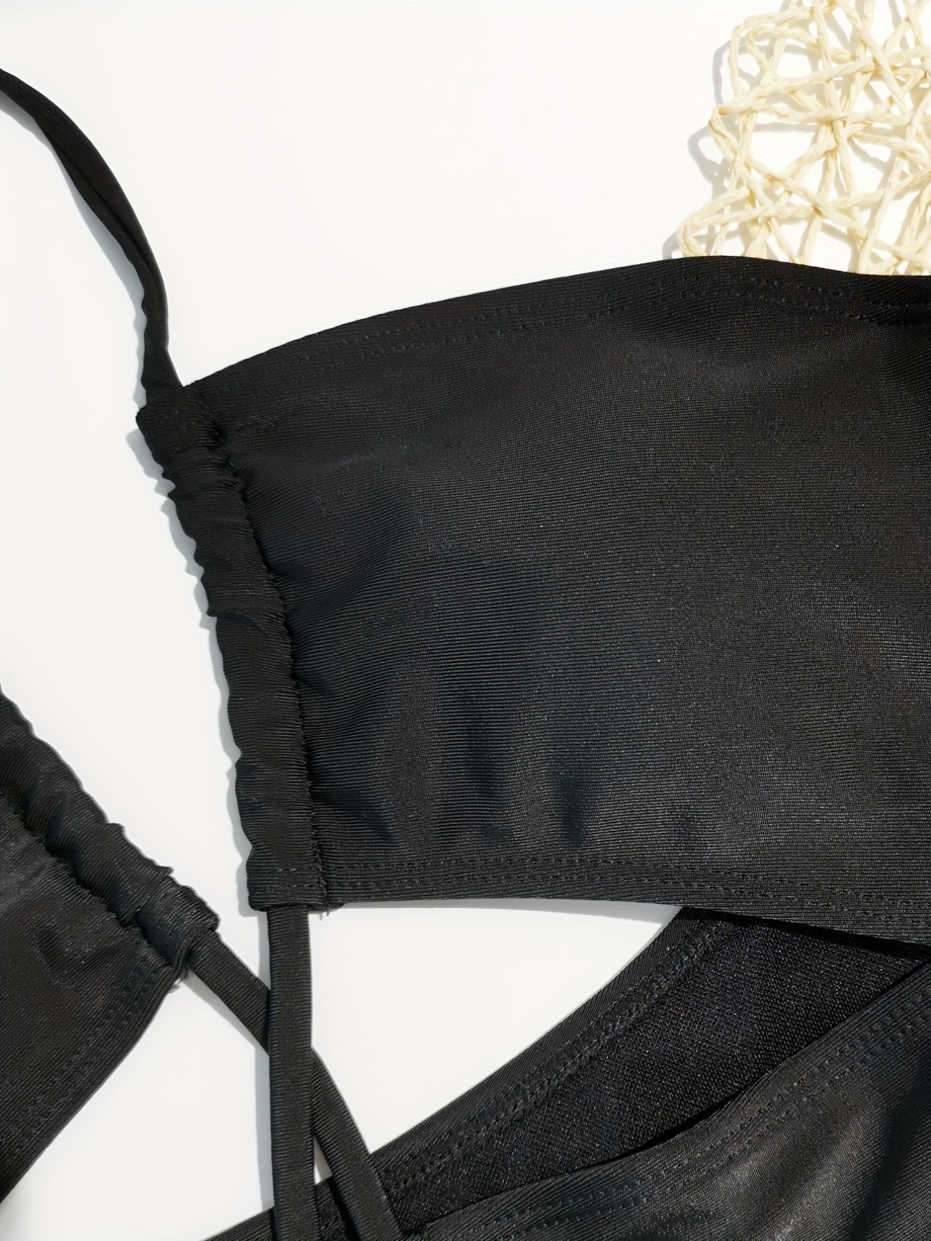 Black Halter Neck One Piece Swimsuit Cut Drawstring Tie Side Temu