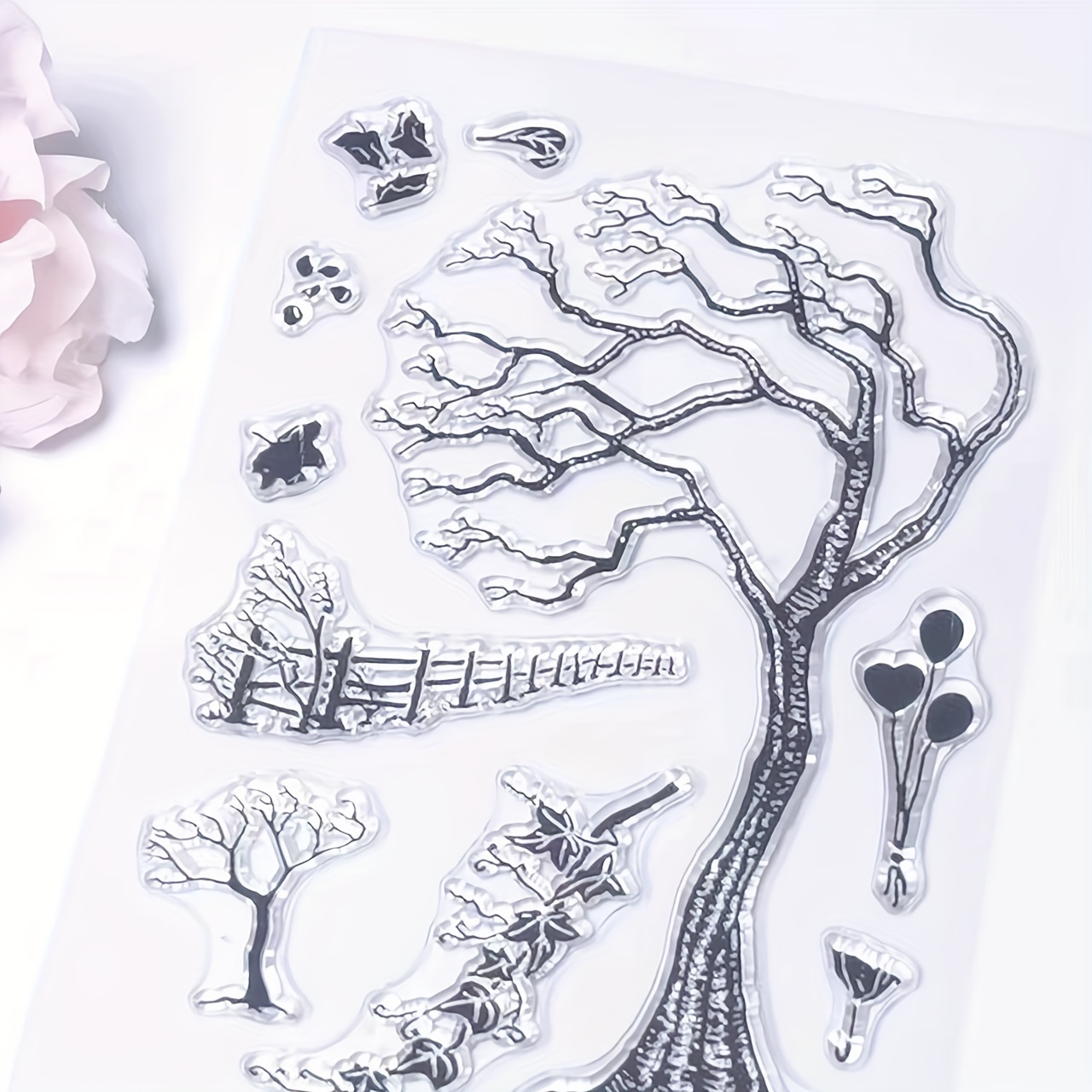 Branches Fences Balloons Clear Stamps for Card Making Decorations