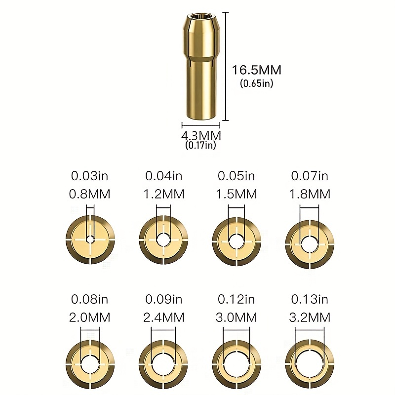 8pcs 4485 Quick Change Rotary Tool Collet Nut Set Medium