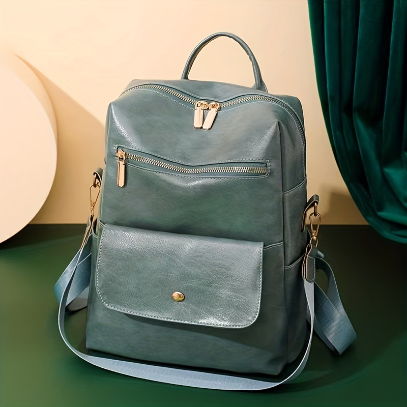 Large Capacity PU Leather School Backpack