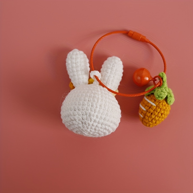 Year Of The Rabbit Handwoven Rabbit Head Radish Pendant Weaver Girl Wool Hook Weaving Flower Rabbit Bag Pendant Cute Rabbit Doll