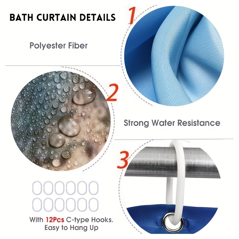 3pcs Elephant Bubble Print Shower Curtain Bathroom Mats Set