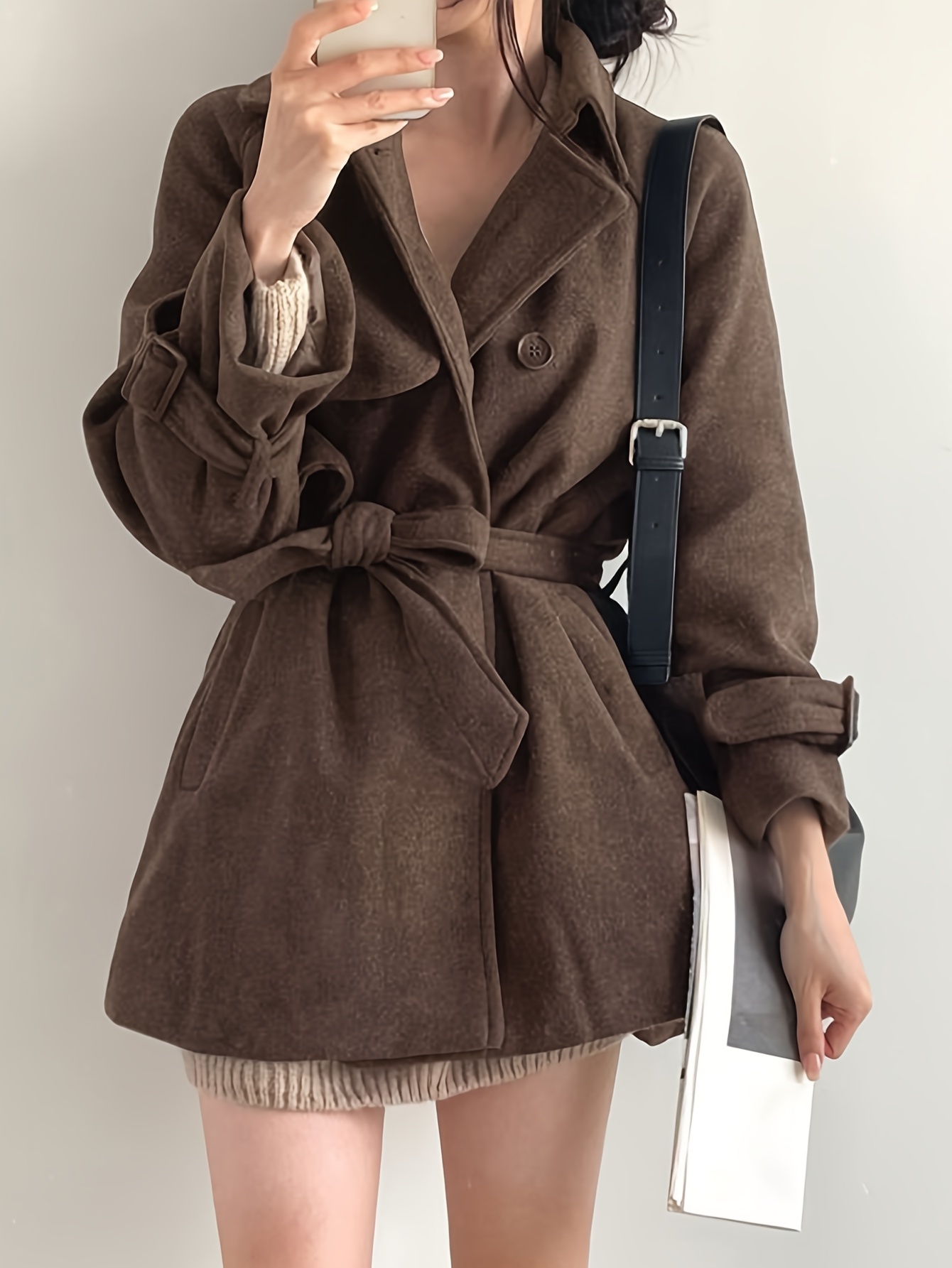 Women Winter Warm Trench - Long Coat Outwear Lapel Jacket Overcoat