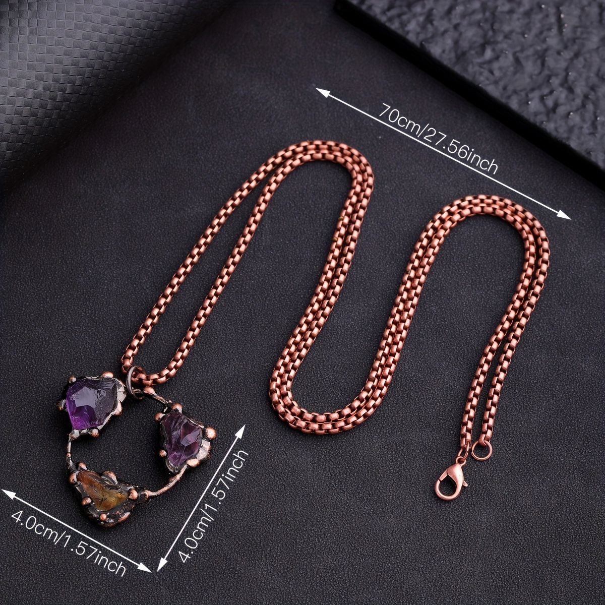 1pc Copper Irregular White Crystal Natural Stone Necklace, Fashion Crystal  Pendant Necklace For Men