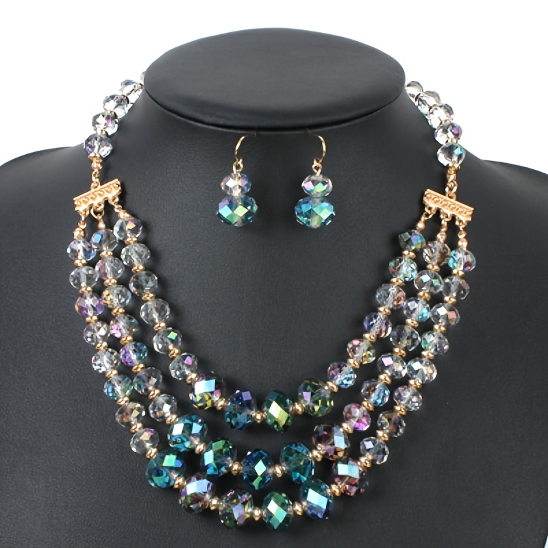 3pcs Earrings Plus Necklace Set Evening Party Decor Birthday Gift