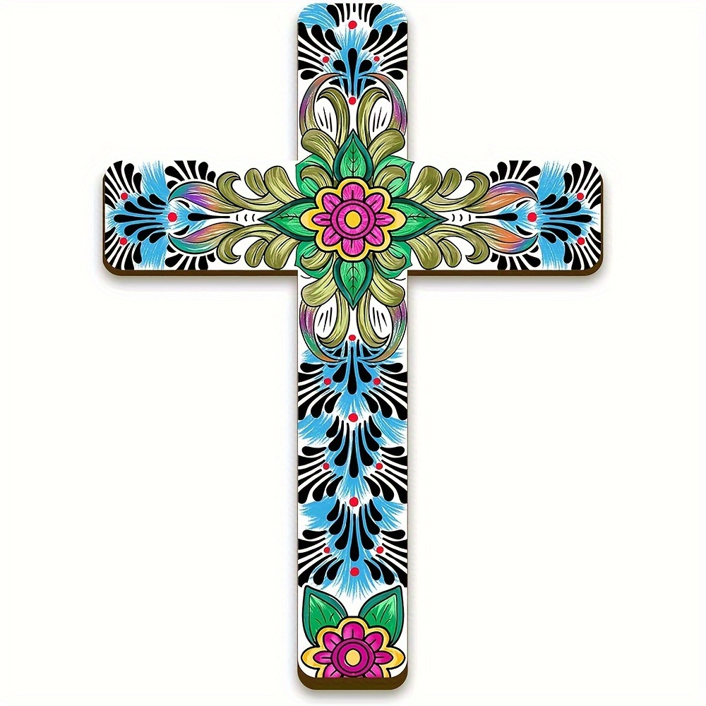 1pc Wall Crosses, Wall Mount Wooden Wall Crosses Sign, Wooden