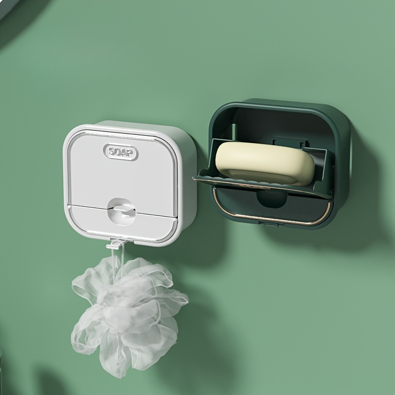 Bathroom Soap Holder Flip Lid Soap Storage Box Wall Mounted - Temu