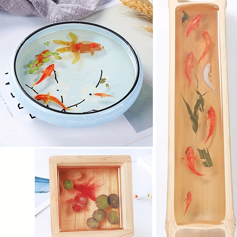 3D Gold Fish Painting Resin Stickers Exquisite Resin Crafts