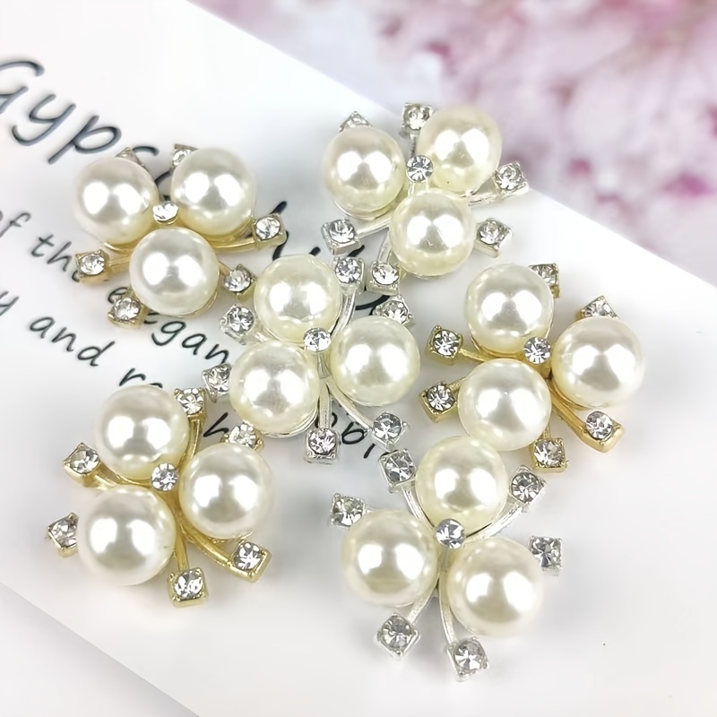 Faux Pearls And Flower Rhinestone Hair Clips Handmade Hair - Temu