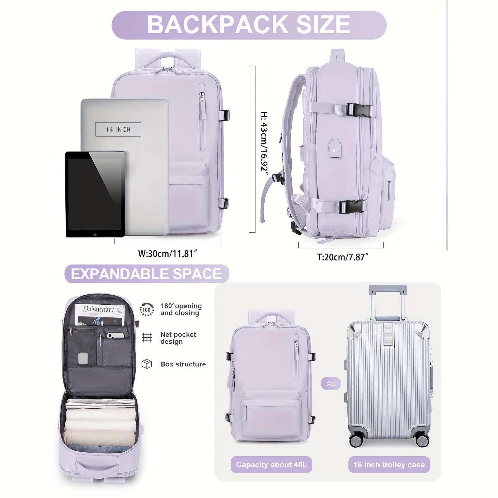 Large Capacity Travel Storage Backpack Lightweight Rucksack