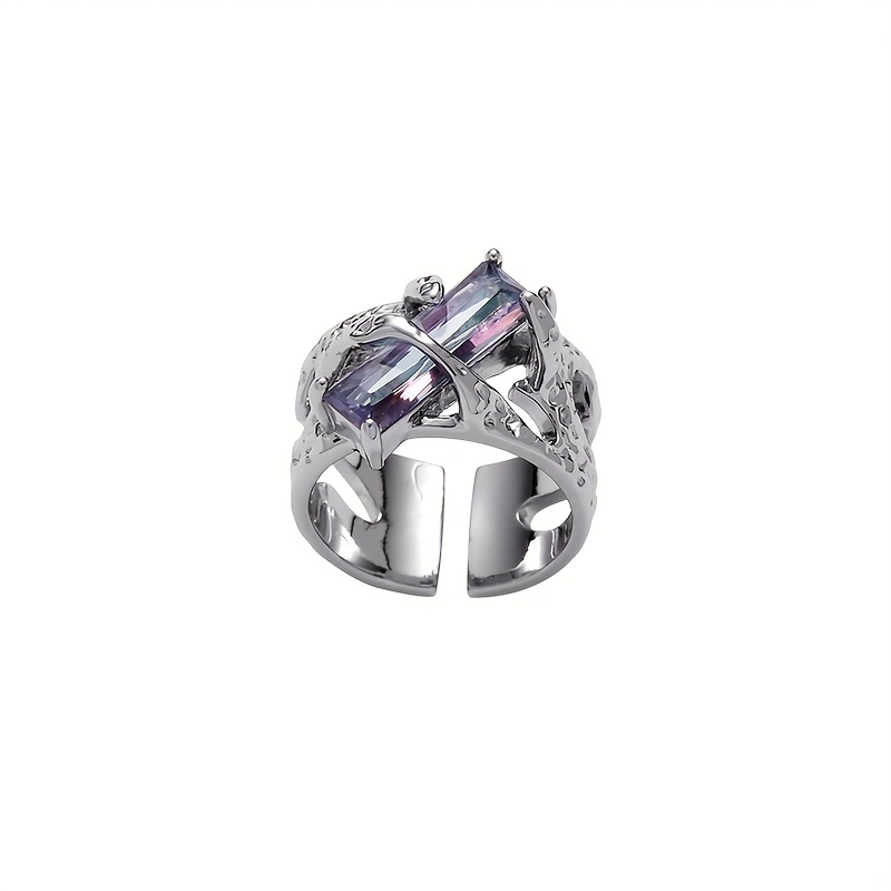 Bague Noire Punk Bague Creuse En Strass Rouge Forme Vigne Temu