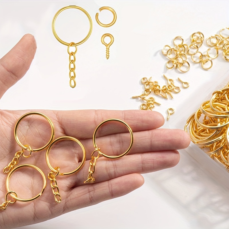 Golden Silver Color Key Ring Set Keyrings Chain Link Metal - Temu
