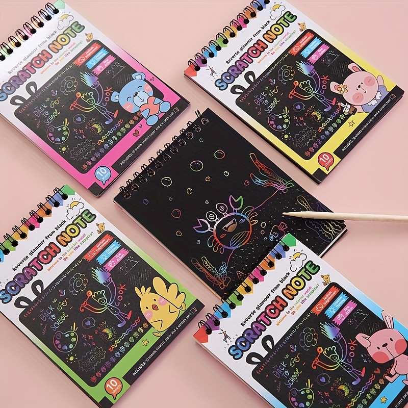 Papel mágico para rascar, mini postal de sobre, tabla de rascar con vista  nocturna arcoíris para adultos y niños, juego de arte y manualidades: 8