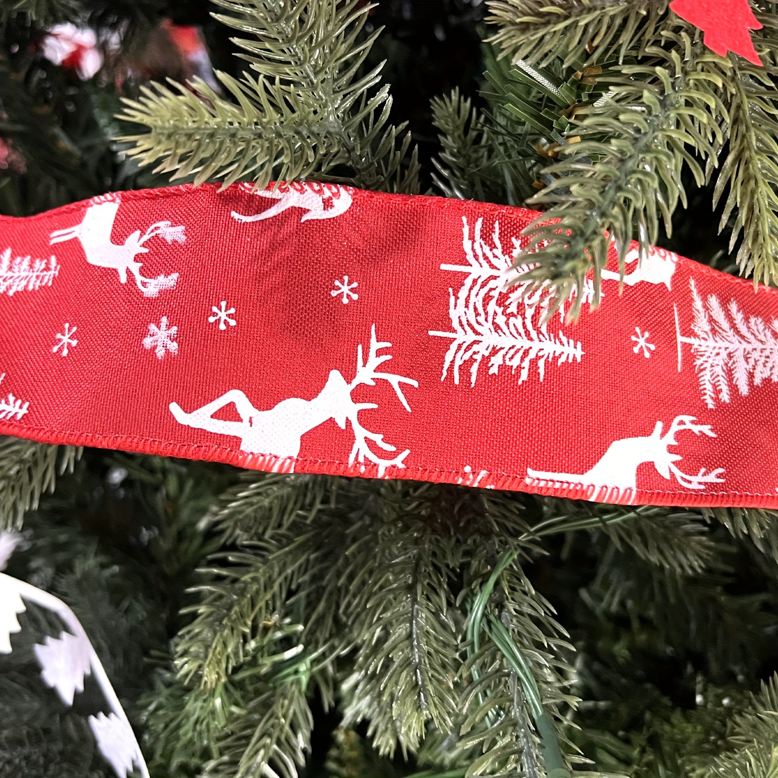 Christmas Ribbons, 5 Yards Christmas Wrapping Ribbon Christmas Fabric  Ribbon Christmas Wired Ribbon for Gift Crafting