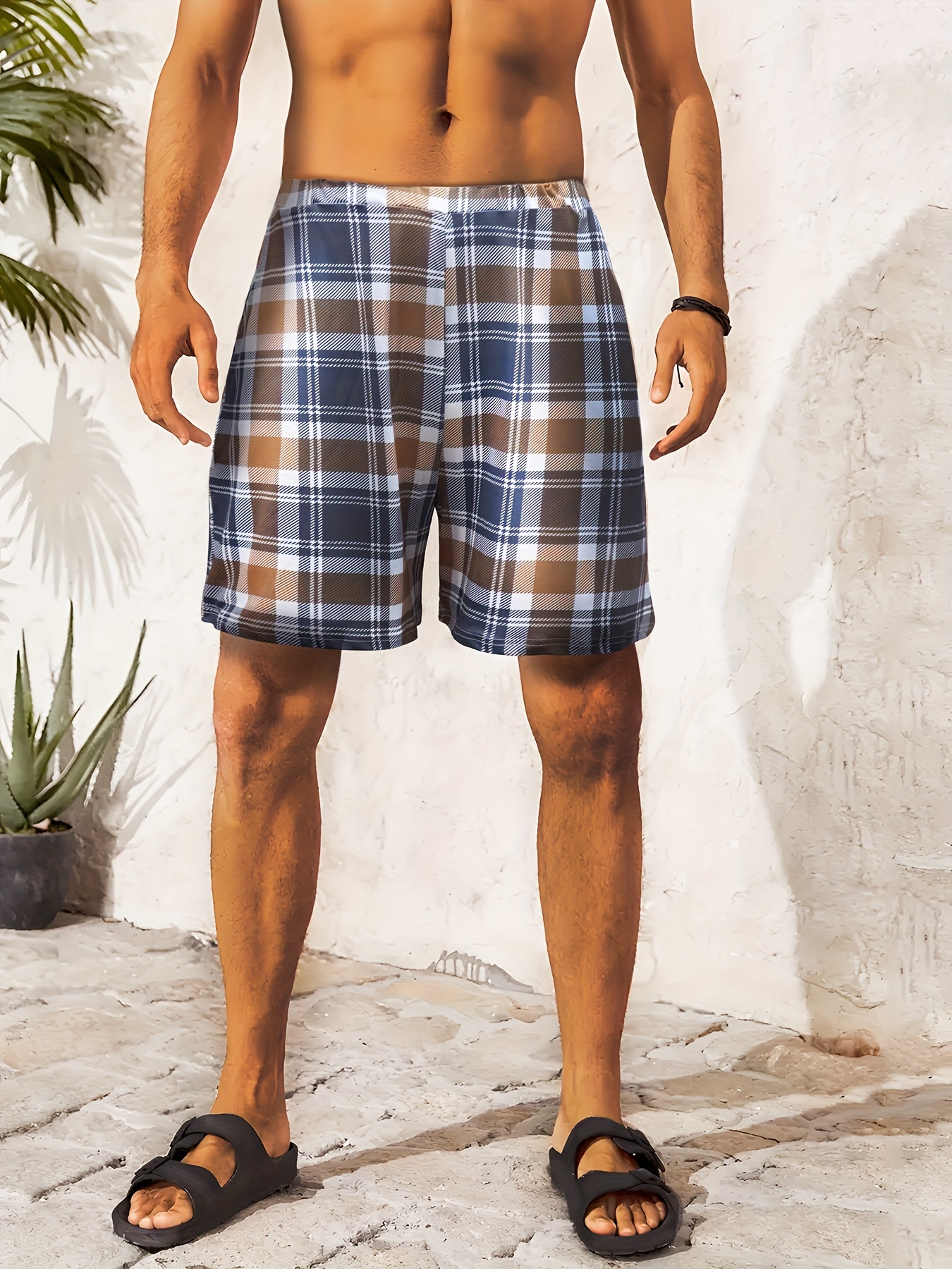 Cotton Plaid Adult Women Ruffle Trim Pajama Shorts Bottoms (XXL, RGW Thick)