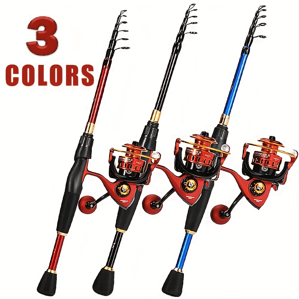  Fishing Pole Fishing Rod 1.8-3.3m Telescopic Fishing Rod Kit  and 13+1BB Metal Spool Spinning Reel Carp Fishing Rod Reel Combo Saltwater  (Color : A, Size : 2.4m and 2000) : Sports & Outdoors