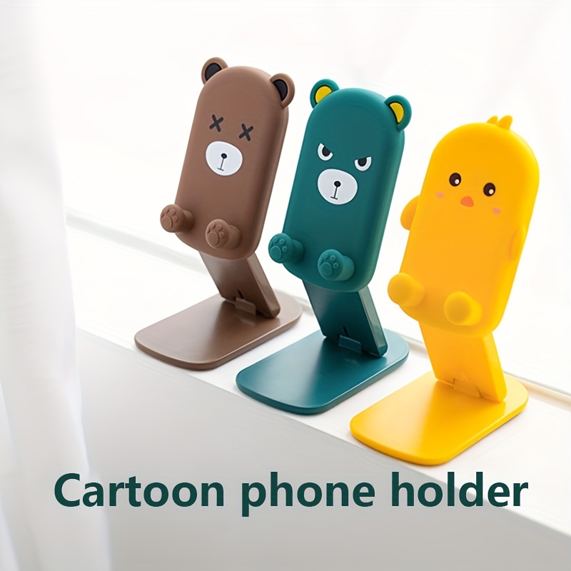 Soporte para teléfono celular de dibujos animados, soporte de escritorio  para teléfono inteligente de madera, para todos los teléfonos móviles
