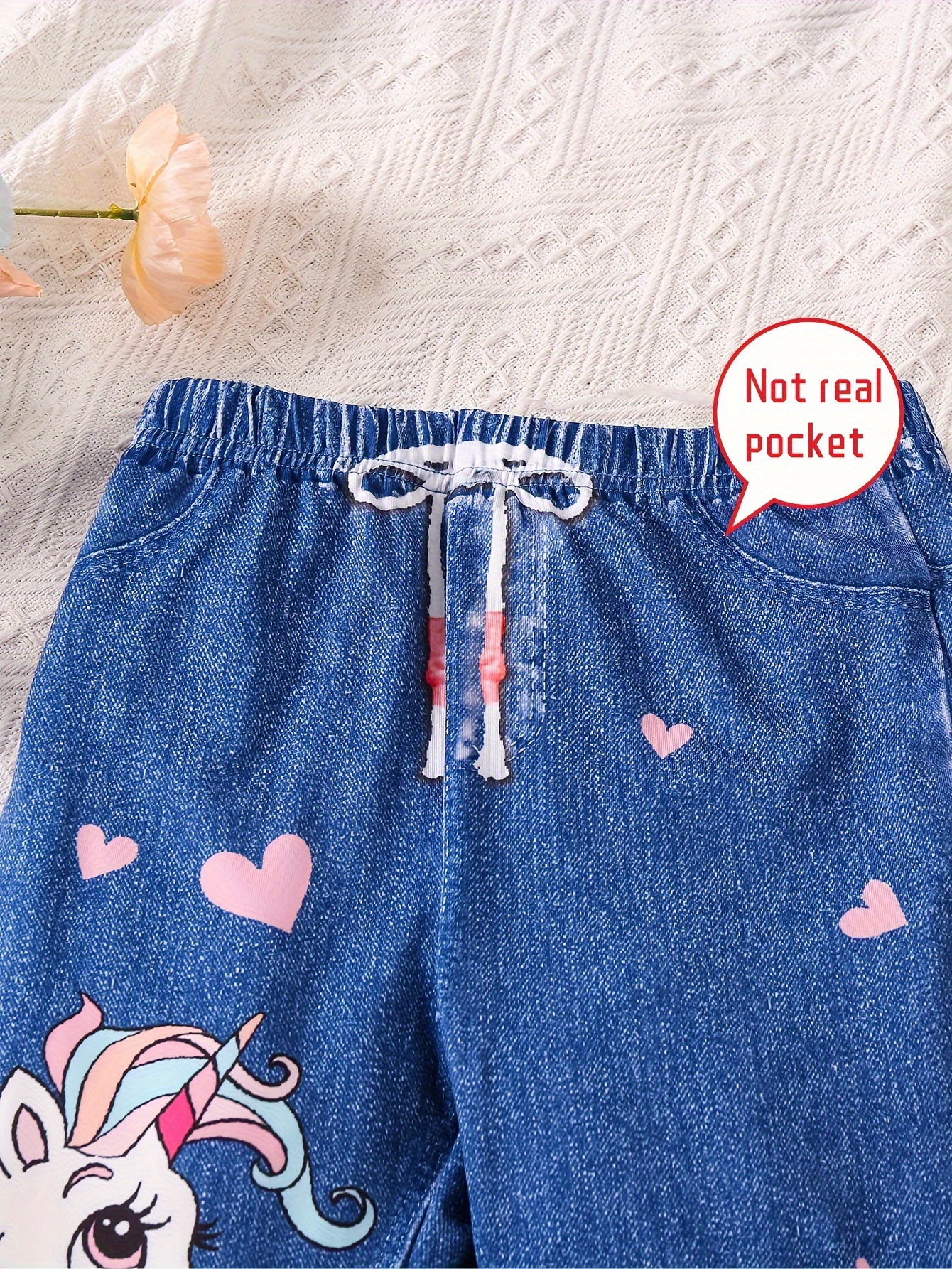 Girls Unicorn Imitation Denim Digital Print Flared Pants - Temu Canada