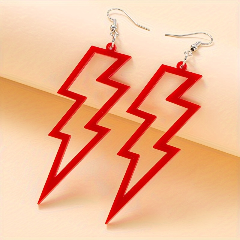 Colorful Lightening Dangle Earrings Punk Style Acrylic Jewelry