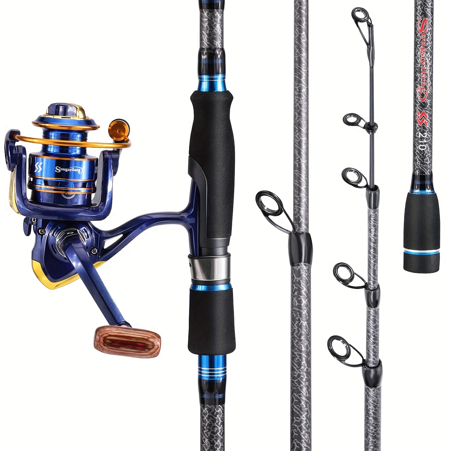 Sougayilang Fishing Full Kits Spinning Rod Reel Combo With Carrier Bag  Fishing Accessories Out of the Box for Travel Beginner