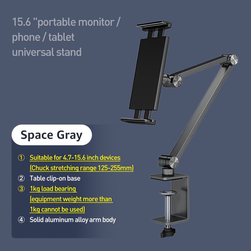 For 4.7-12 inch Tablet Riser 360 Rotating Foldable Mobile Phone Stand  (Grey)
