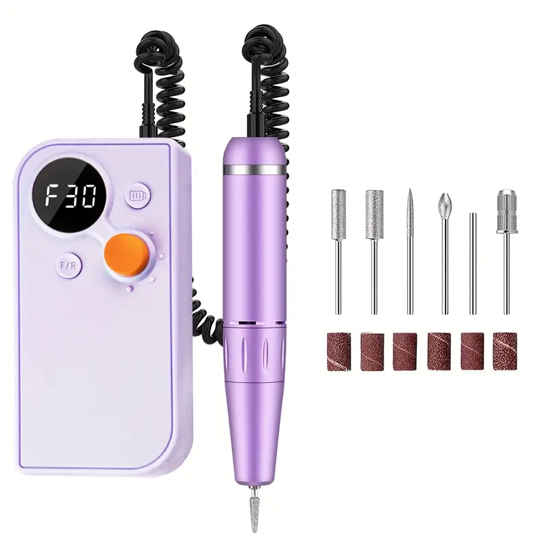 portable electric manicure pedicure tool kit professional efile nail drill machine set for acrylic nails polishing sanding bands for home and salon use details 1