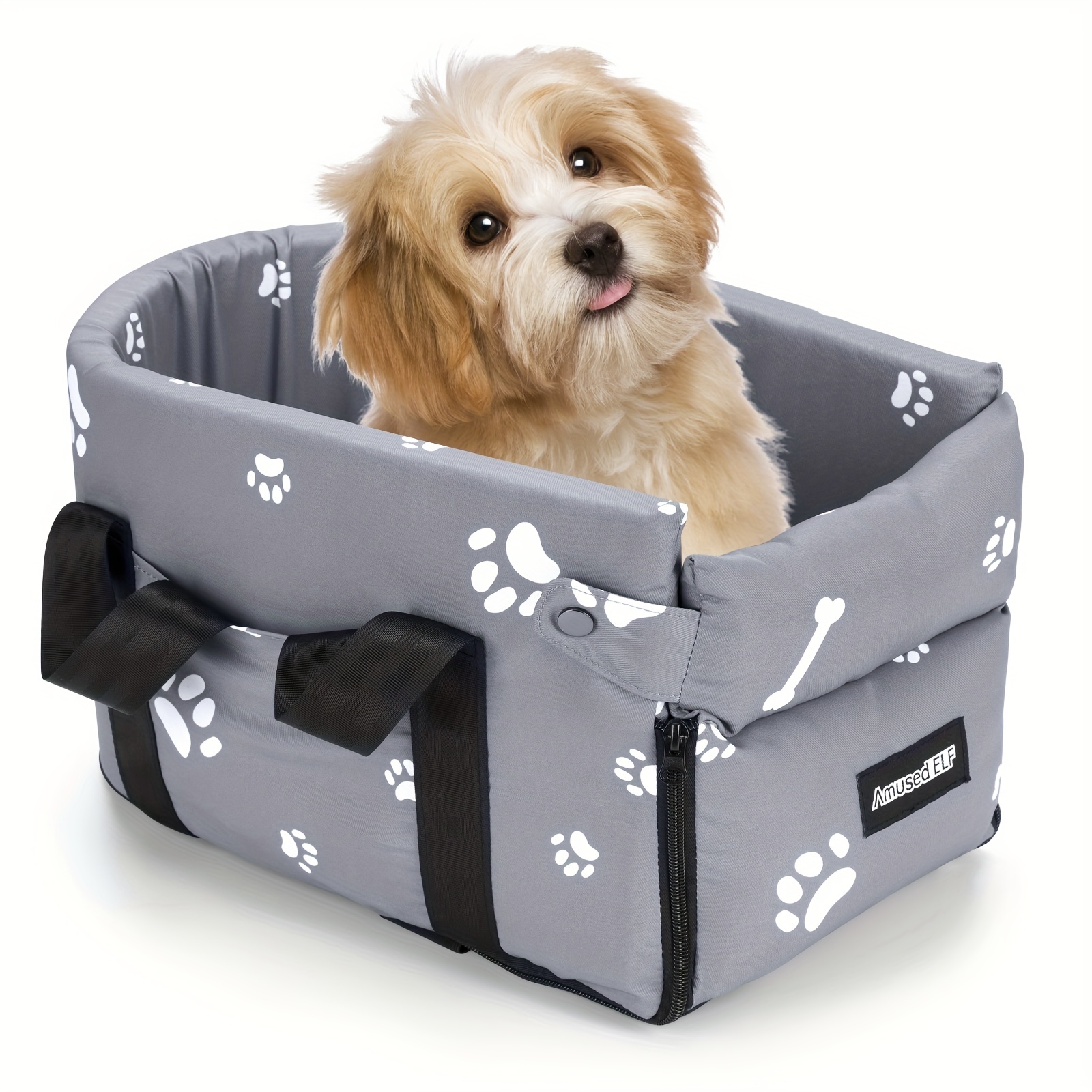 Asiento de coche para perros pequeños inflable con cinturón de seguridad,  asiento elevador para perros con bolsillos de almacenamiento, desmontable
