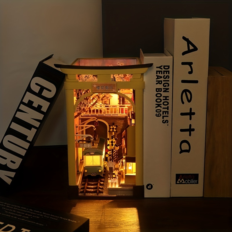 Diy Book Nook Kit, Diy Miniature Dollhouse Kit, 3d Wooden Puzzle Bookshelf  Insert Decor With Sensor Light,bookends Model Build-creativity Kit For Teen  Adults Women Birthday Gift, Backto School Gift - Temu Japan