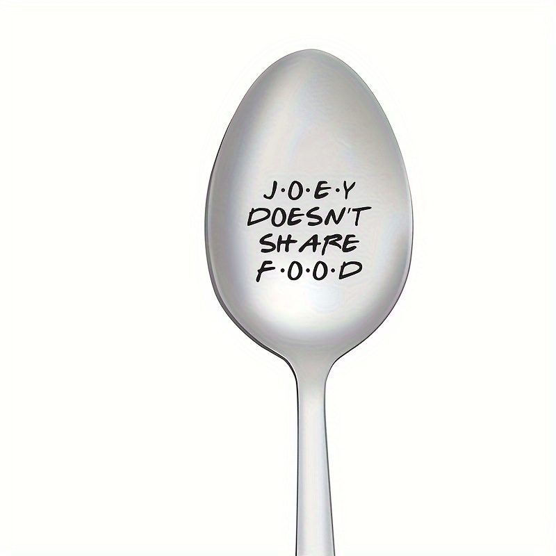 

1pc " Share Food" Mirror Polished Engrave Stainless Steel Spoon, Funny Spoon, , Engraved Spoon, Ice Cream Spoon, Gift Spoon For , Birthday Gifts For Bestie