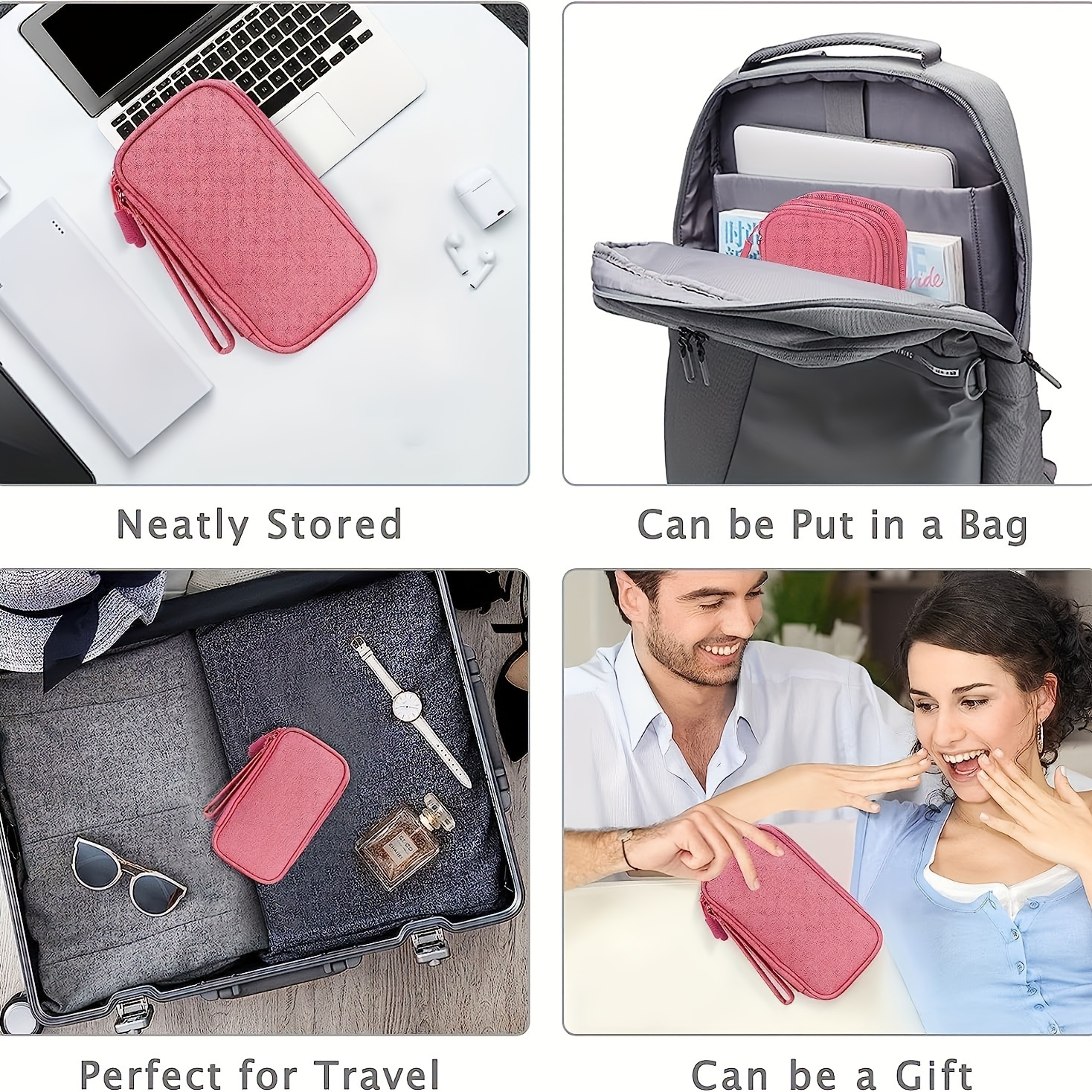 Sacoche de voyage pour accessoires de téléphone, sac pour câble électronique,  mallette de rangement pour câble